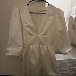 Reformation White Puff Sleeve Dress